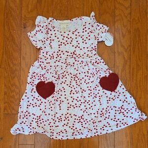 Emma & Elsa Heart Print Kids Dress Size 5 NWT